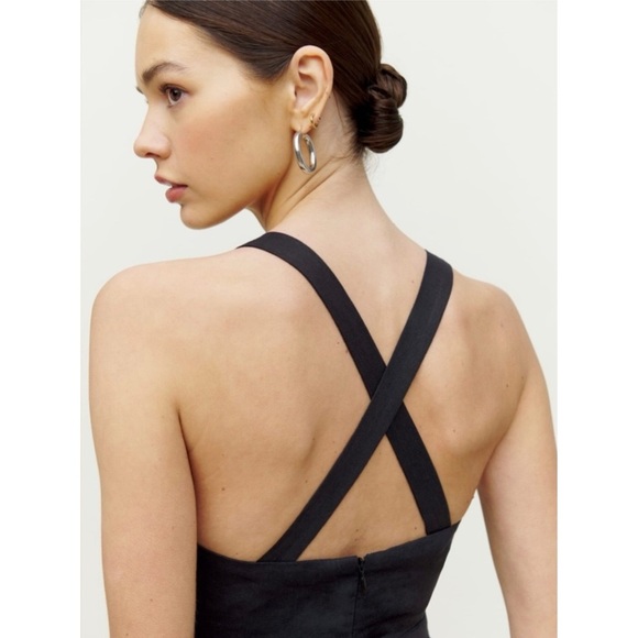 Reformation black linen midi dress - Picture 4 of 6